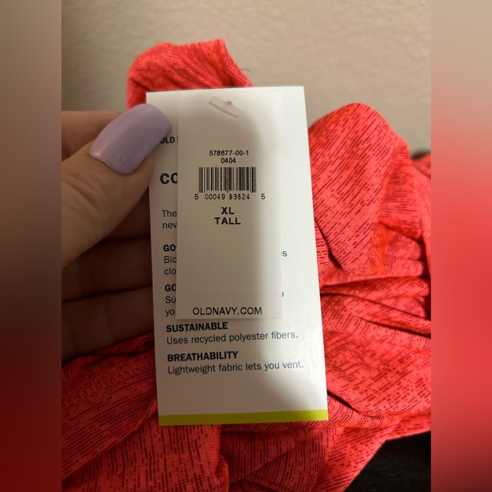 NWT Old Navy Active Orange/ Pink Sleeveless Workout Top-size xlTall - Picture 6 of 8